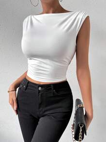 Chiquease Women'S Solid Color Backless Twist Knot Tank Top - White - View 6