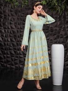 Al Najma Robe De Dames À Manches Longues Col En Cœur