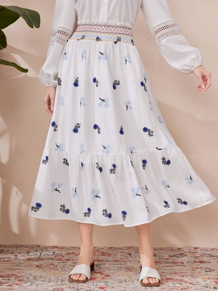 Women's Floral Print Asymmetrical Hem Skirt