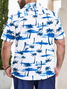 Manfinity RSRT Men Plus 2pcs/Set Coconut Tree Pattern Printed Short Sleeve Shirt - Multicolor - View 2