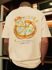 Manfinity Hypemode 男士標語披薩印花下垂肩t恤