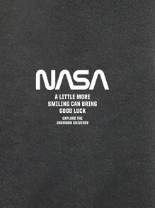 EURMUSE Men's Letter Print Sweatshirt And Sweatpants Set With Drawstring Waist - Dark Grey - View 3