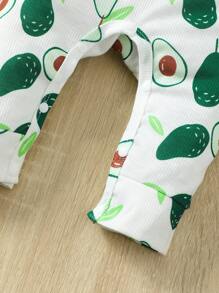 时尚休闲牛油果印花短袖圆领连体衣，男婴夏季款 - 綠色 - 查看 5