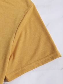 INAWLY Women's Heart Printed Short Sleeve T-Shirt Graphic Tees Women Tops - Mustard Yellow - View 3