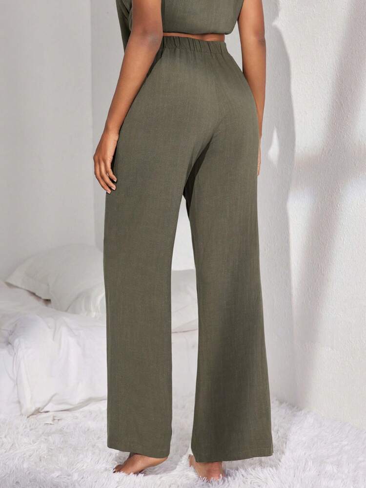 Leisure Solid Color High Waist Home Wear Bottoms