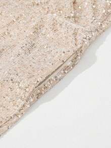 Sequined V Neck Sleeveless High Waist Jumpsuit - Gold - View 7