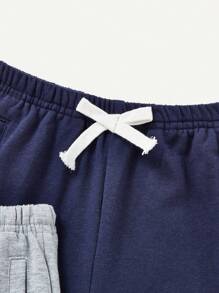 Conjunto De Pantalones Cortos Con Cordón En La Cintura Y Bloques De Color Para Bebé Niño Con Precioso Patrón De Osito - azul real - Ver 7