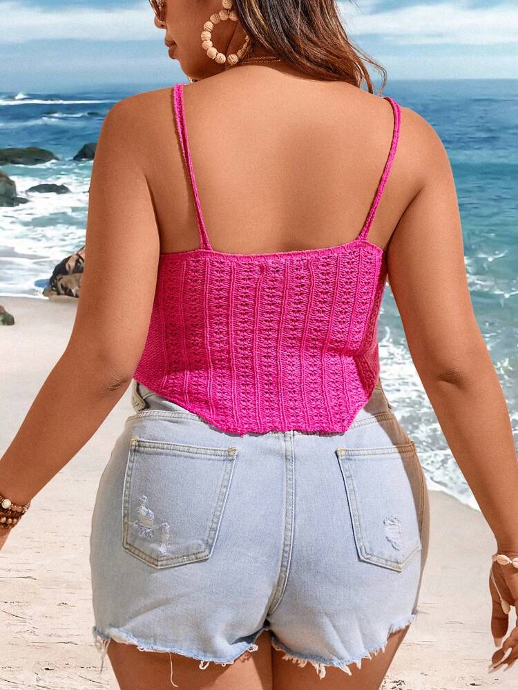 Plus Size Women's Knitted Buttoned Camisole