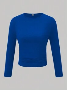 SHEIN LUNE 大碼3入組圓領長袖t恤 - 寶藍色 - 查看 6