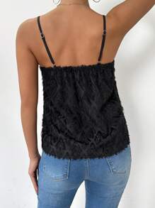 SHEIN LUNE Top De Tanque De Camisola Peludo Y Con Escote En V
