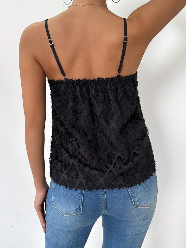 V-Neck Fuzzy Camisole Tank Top
