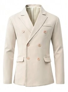 Manfinity Mode Men's Double-Breasted Classic Suit - Khaki - View 6