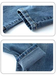 Tween Boy 休闲水洗字母印花牛仔裤 - 淺色水洗藍 - 查看 6