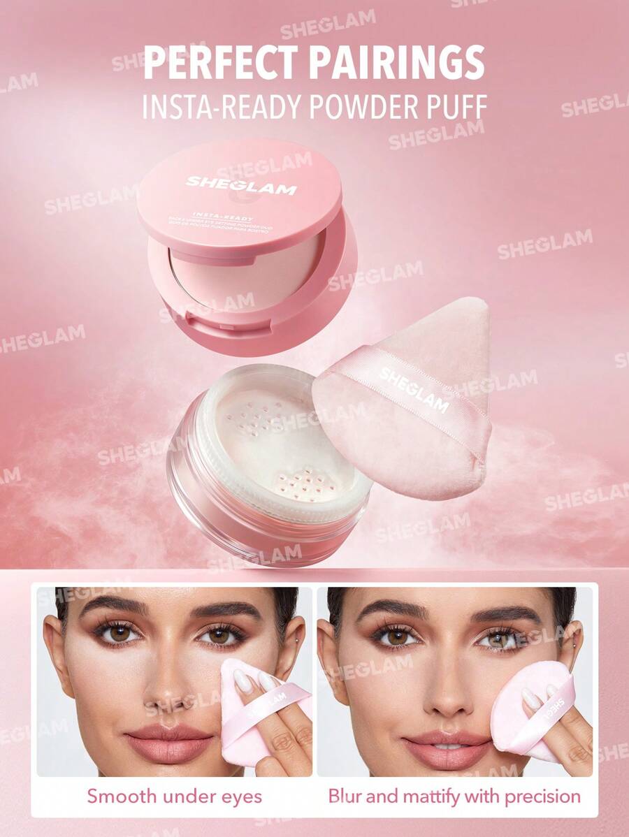 SHEGLAM Face & Under Eye Setting Powder DuoBubblegum 2 In 1 Pink