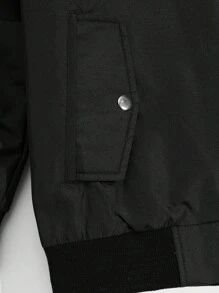 SHEIN Cottnline Men's Zipper Front Long Sleeve Baseball Collar Jacket - Black - View 6