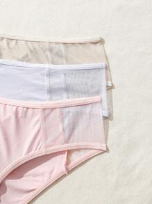 SHEIN 3pcs Women'S Sheer Panel Triangle Panties - Multicolor - View 4