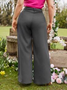 SHEIN Essnce Pantalon Taille Haute Et Large Pour Femmes Grande Taille