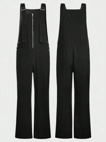 Manfinity Homme Men's Zipper Fly Denim Overalls