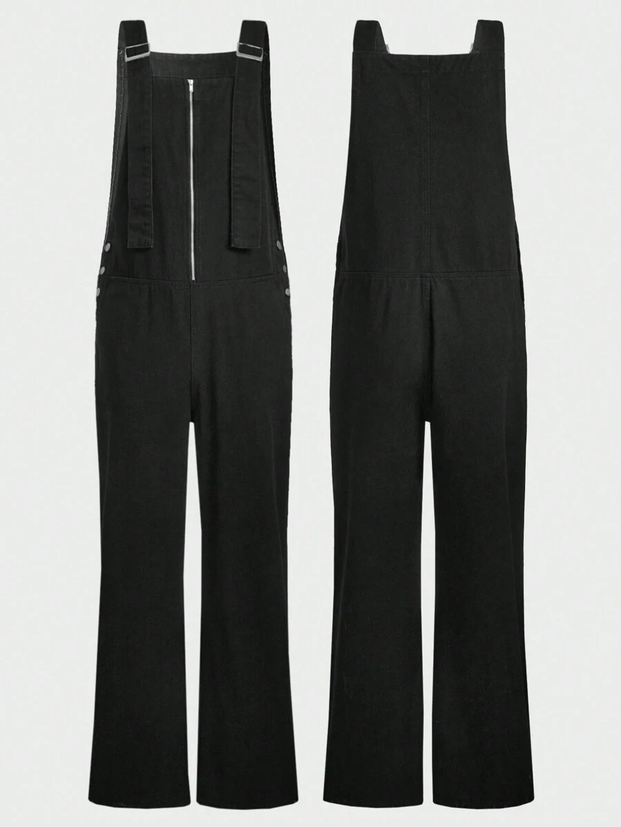 Manfinity Homme Men's Zipper Fly Denim Overalls