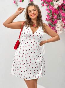 Dreamara 大尺碼女款休閒度假風格修身v領短袖無袖連衣裙 - 彩色 - 查看 5