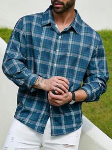 Manfinity Homme Nam Kích thước lớn Kiểm tra Tay áo dài Áo sơ mi - Nhiều màu - Xem 6