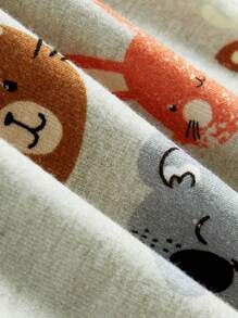 Baby Girl Cute Animal Pattern Round Neck Top And Long Pants 4pcs Set Snug Fit Sleepwear Suit Matching Set - Pink - View 6