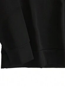 SHEIN EZwear Kích thước lớn Của phụ nữ Lá thư Thú vật In Vòng cổ Áo nỉ - màu đen - Xem 7
