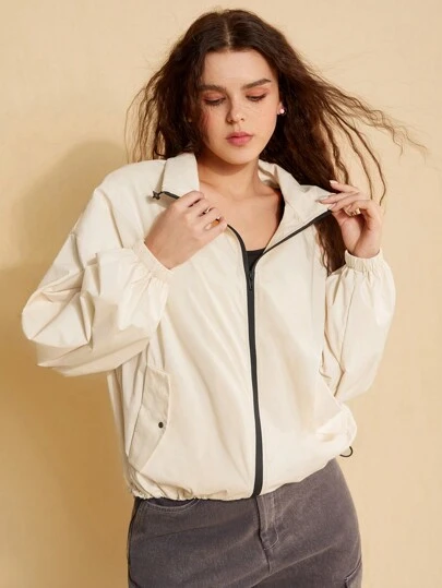 Forever 21 女式運動防風保暖彩塊休閒寬鬆外套
