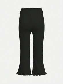 SHEIN Leap Crew 2 件/套 女童针织纯色罗纹喇叭裤 女童喇叭紧身裤 女童喇叭紧身裤 女童喇叭裤 女童喇叭裤 女童喇叭裤套装 - 彩色 - 查看 3