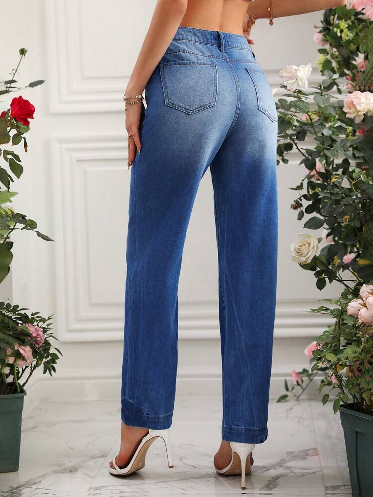 Women's Distressed Straight Leg Jeans