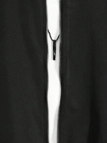 SHEIN Cottnline Men's Zipper Front Long Sleeve Baseball Collar Jacket - Black - View 5