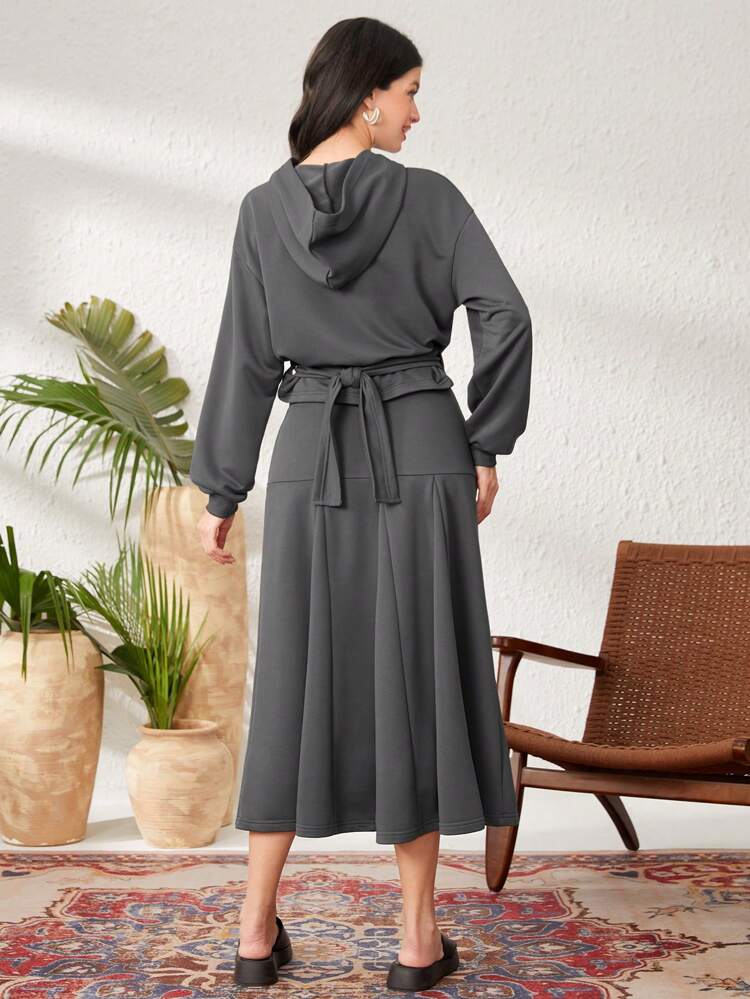 Women's Letter Printed Hoodie And Pleated Skirt Two Pieces Set 2 Pieces Set