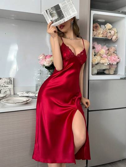 SilkySpell Rochie Lungă De Pijama Cami Decorată De Broderie