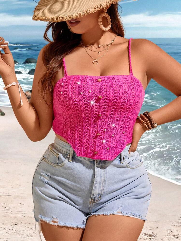 Plus Size Women's Knitted Buttoned Camisole