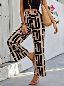 SHEIN LUNE 全印花幾何圖案長褲