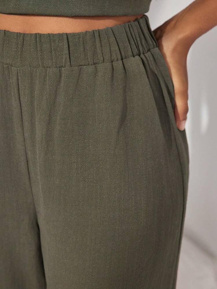 Leisure Solid Color High Waist Home Wear Bottoms