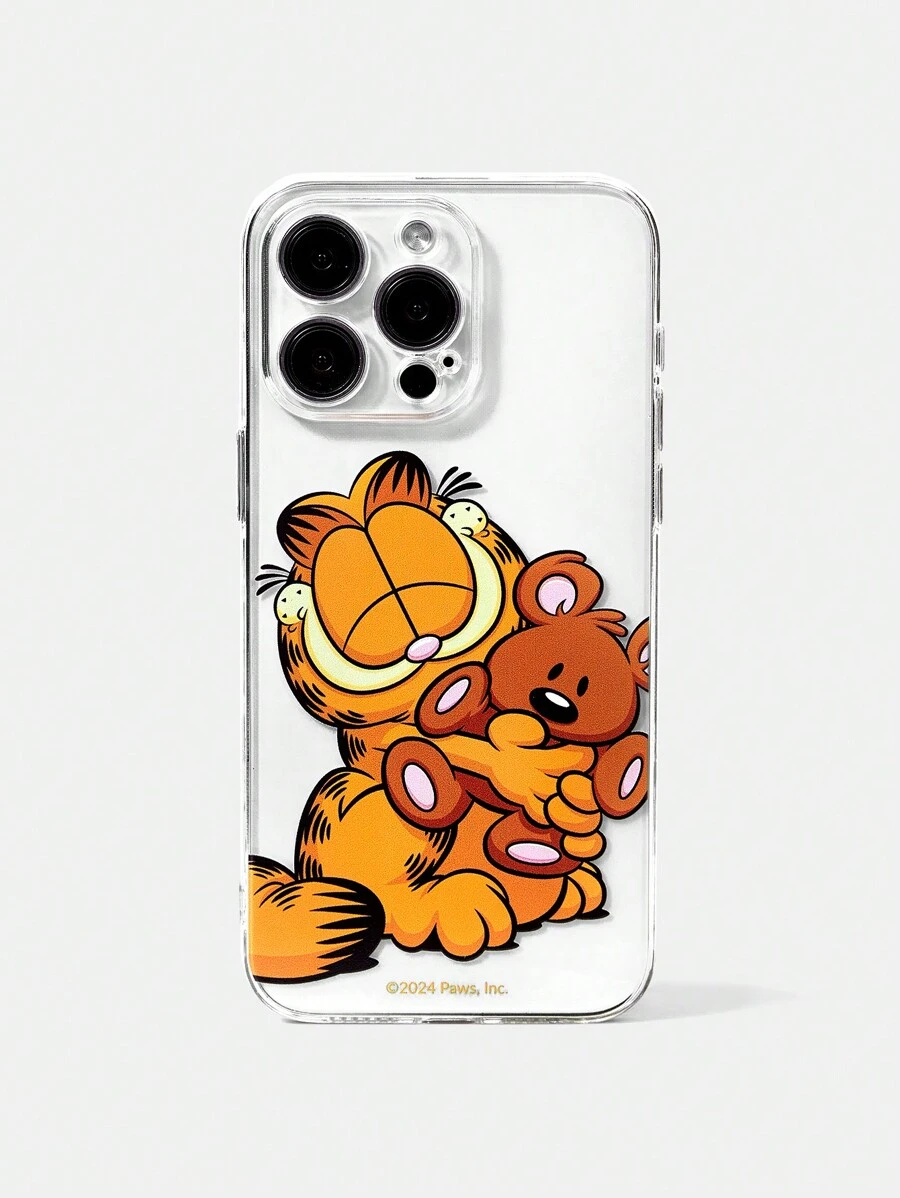 GARFIELD | SHEIN Funda de teléfono transparente con diseño de gato y oso tiernos - transparente - Ver 1