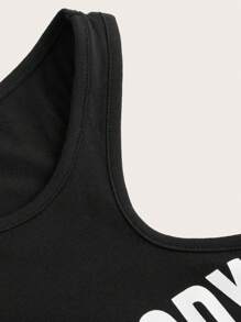 SHEIN ICON Slogan & Graphic Design Tank Top - Black - View 3