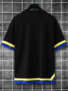 Manfinity Homme Men's Basketball-Inspired T-Shirt With Pants Legs Design - Multicolor - View 2