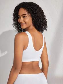 Ocili Leisure 3packExtremely Stretchy Seamless & Skin-Friendly Removable Padding Comfortable Solid Rib Bra - Multicolor - View 2