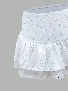 Swim Mod 夏日海滩 3 件套纯色网眼刺绣比基尼套装 - 白色 - 查看 7