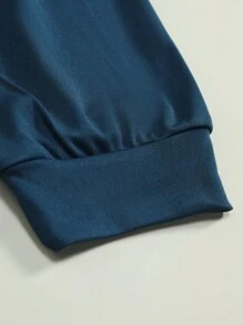 Manfinity Homme Lỏng lẻo Nam Viền tương phản Áo khoác bomber Và Quần Giải trí Bộ - Màu xanh hải quân - Xem 3