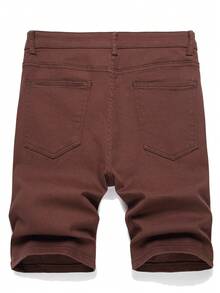 Manfinity Homme Men's Distressed Denim Shorts - Coffee Brown - View 2