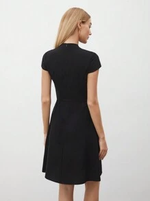 BizChic Ladies' V-Neck Solid Color Dress - Black - View 2