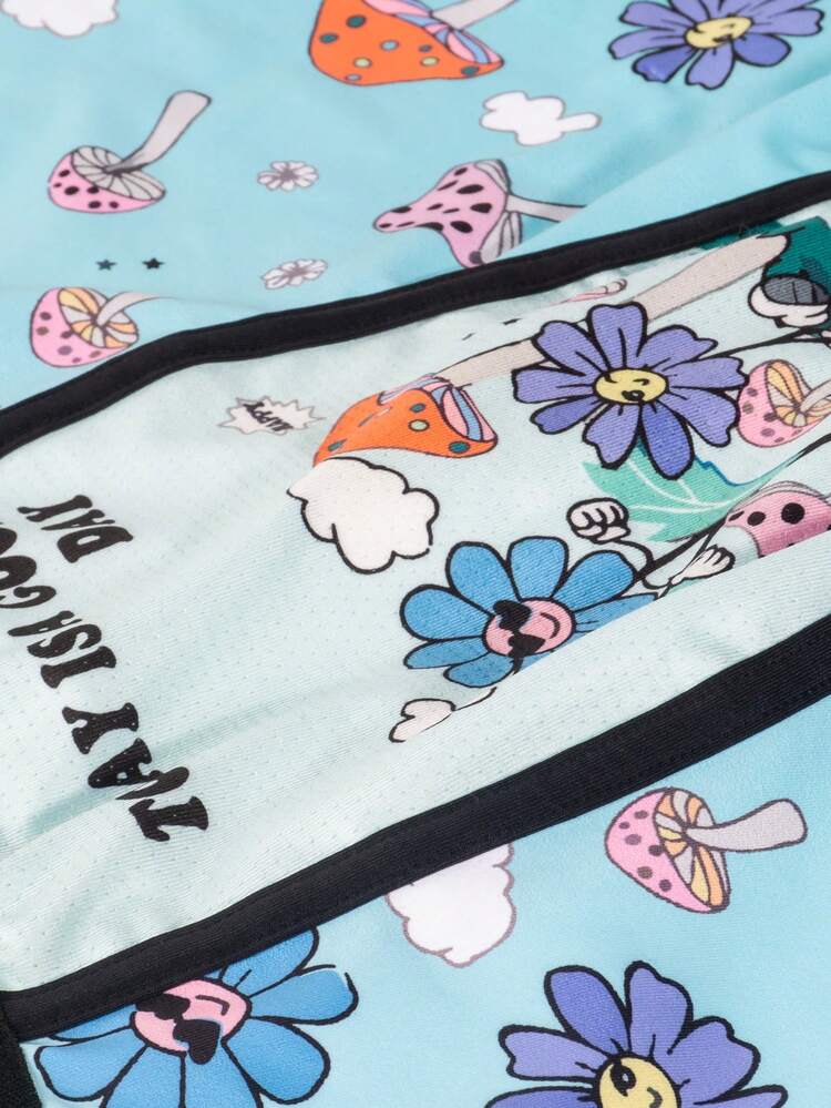 Men's 3pcs/Set Mushroom & Flower Pattern Printed Boxer Briefs