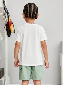 SHEIN Conjunto De 2 Camisetas De Manga Curta Com Padronagem De Desenho Animado Para Menino(a) Jovem