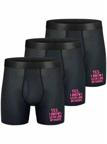 Men's Monogram Print Mesh Boxer Briefs (3-Piece Set) - Black - View 1