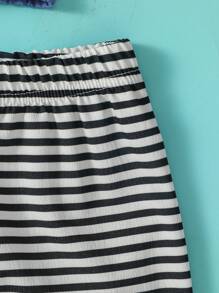 Conjunto De 4 Piezas De Pantalones Para Bebé Con Dibujos Animados Simples A Rayas, Sólidos Con Textura, Elásticos En El Puño, Bonitos Y Cómodos Para El Uso Diario En Primavera Y Verano - Multicolor - Ver 4