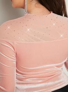 SHEIN SXY Camiseta Con Dobladillo De Lechuga Decorada Con Flecos Para Mujer Talla Grande - Rosa - Ver 2