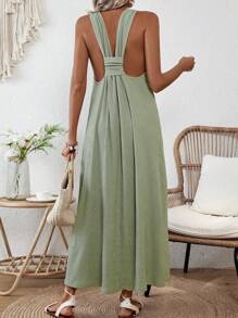 Breezaya Women's Backless Halter Neck Dress Maxi Vacation Beach Outfit - Green - View 4